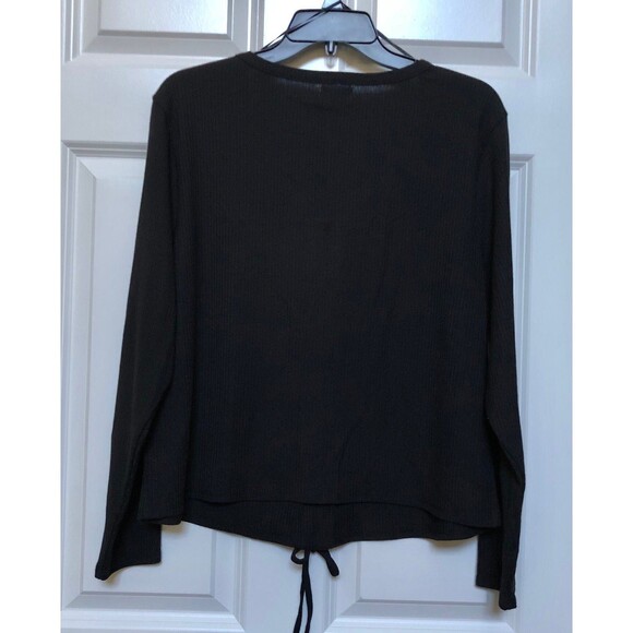 LOVE FIRE WOMEN'S PLUS SIZE JUNIORS 1X BLACK FASHION BASIC RIBBED TOP122 - Picture 3 of 5